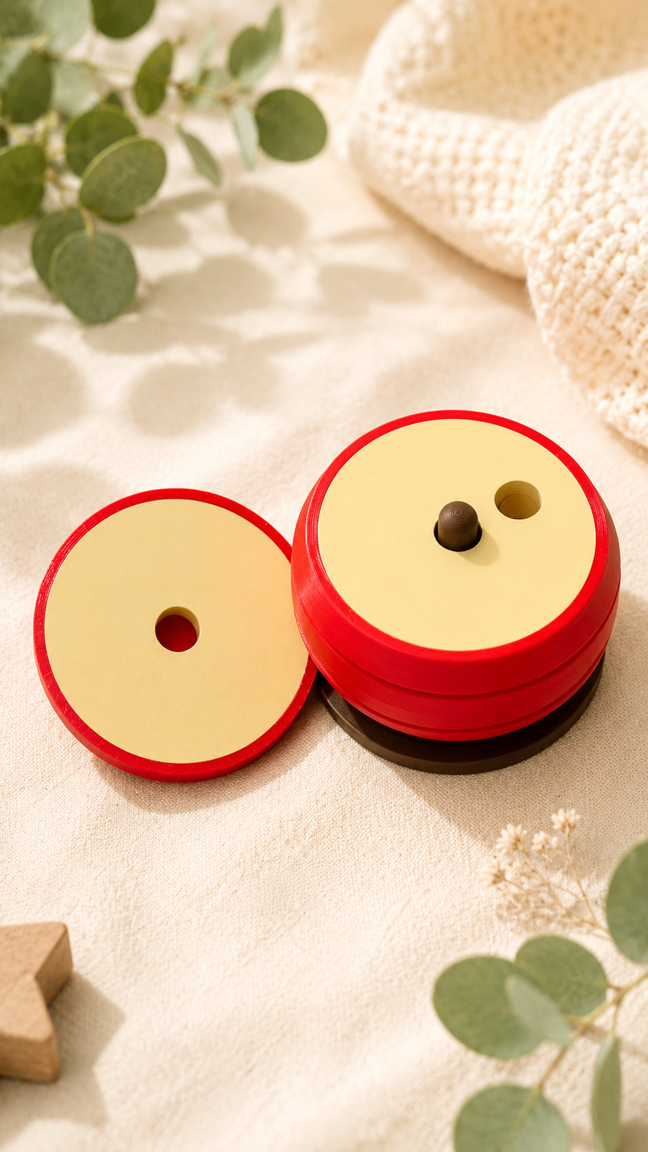 Apple Stacking Toy, Montessori Inspired Threading Puzzle