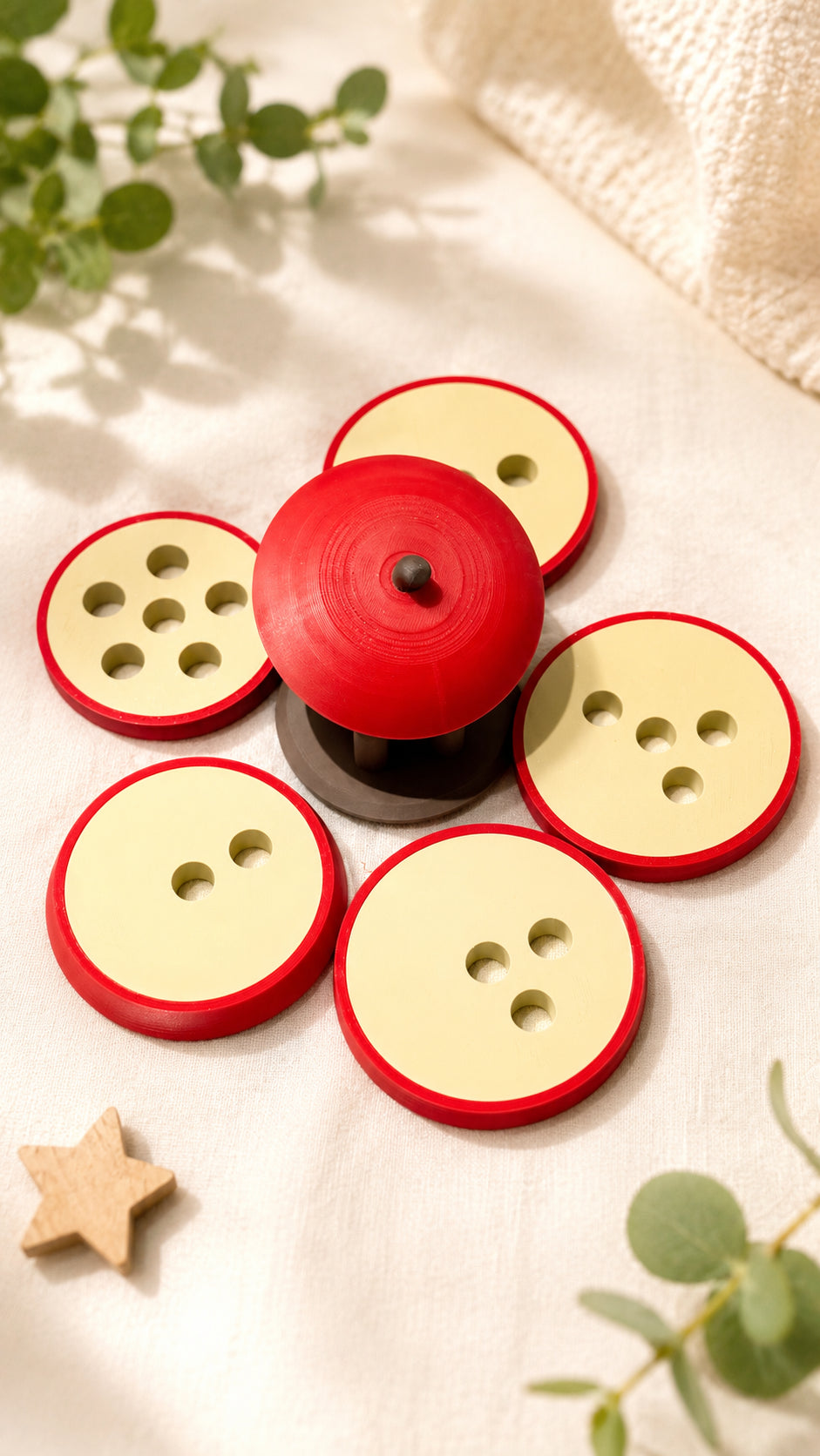Apple Stacking Toy, Montessori Inspired Threading Puzzle
