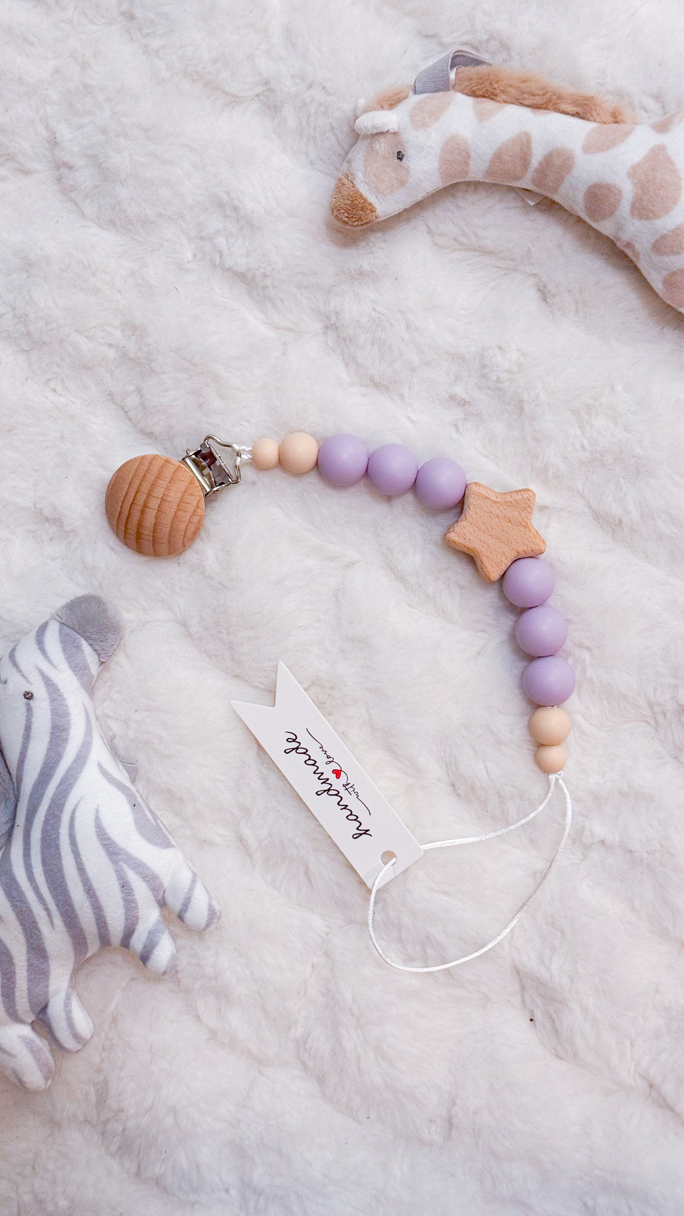 Outseam Pacifier Clip Stars — handmade pacifier holder with silicone beads