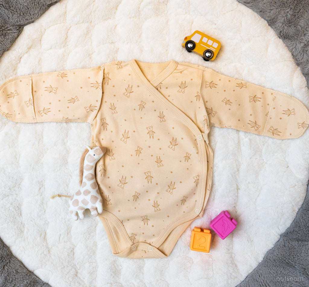 Outseam Bodysuit - Bears — soft cotton baby bodysuit with outward seams